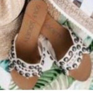 Sole Society Emmalyn Stud Thong Sandals Slides Cream 6